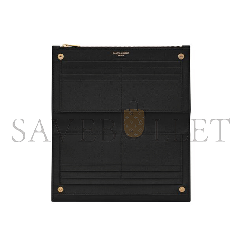YSL UPTOWN POUCH IN GRAIN DE POUDRE LEATHER 5821241GF0J1000 (21.5*12*2.5cm)